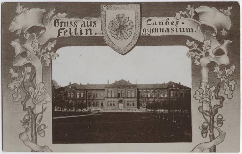 fotopostkaart, Viljandi, Uueveski tee 1, maagümnaasium, u 1910