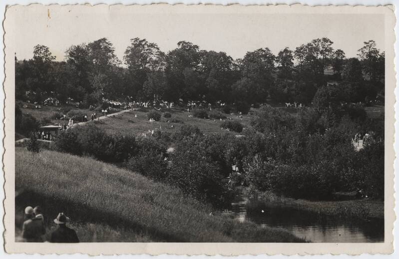 fotopostkaart, Viljandi, Uueveski org, oja, inimesed, u 1934