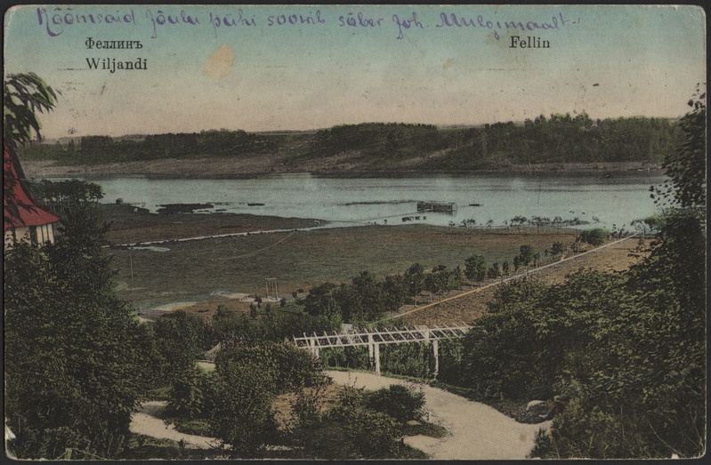 trükipostkaart, Viljandi, järv Trepimäe poolt, koloreeritud, u 1910