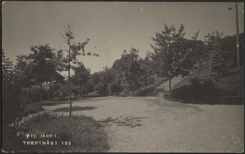 fotopostkaart, Viljandi, Trepimägi, puhkenurk, u 1915, foto J. Riet