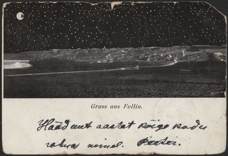 trükipostkaart, Viljandi, linn, järv, Tartu mnt, öö, u 1902