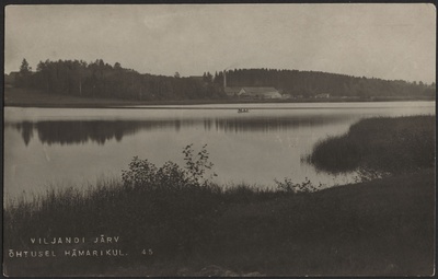 fotopostkaart, Viljandi, järv, paat, Sammuli tellisetehas, u 1915, foto J. Riet  duplicate photo