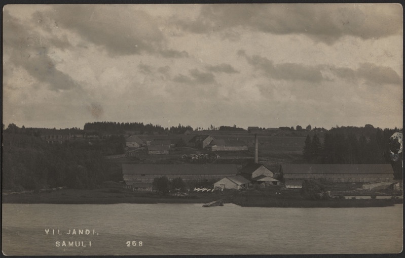 fotopostkaart, Viljandi, järv, Sammuli tellisetehas, u 1912, foto J. Riet