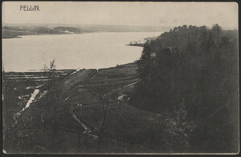 trükipostkaart, Viljandi, järv, kalda-ala, Valuoja oja suubumine järve, u 1910