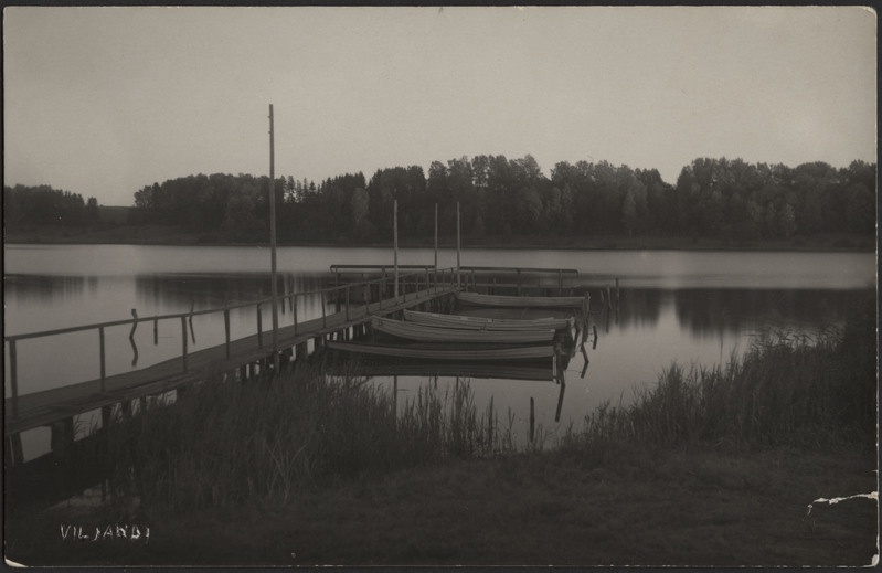 fotopostkaart, Viljandi, järv, paadisild, u 1925