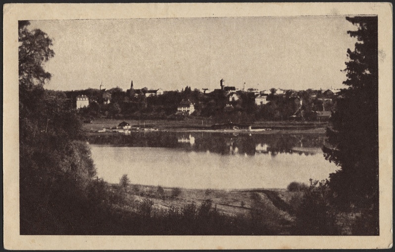 fotopostkaart, Viljandi, järv, elamud mäeveerul, rannahoone, spordiklubi, u 1935