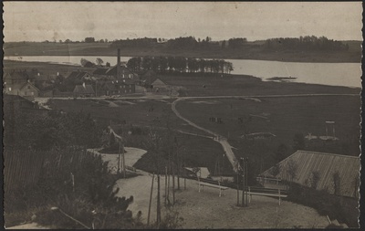 fotopostkaart, Viljandi, Trepimäe puhkenurk, harjutusväljak, auruveski, Mädalepik, järv, u 1909, foto Christin (Narva)  duplicate photo