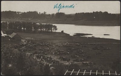 fotopostkaart, Viljandi, järveäärne harjutusväljak (söjaväe), laat, u 1915, foto J. Riet  duplicate photo