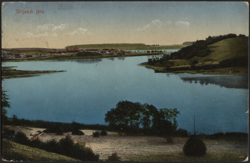 trükipostkaart, Viljandi, järv, kalda-ala, linna majad, Huntaugu poolt, u 1910, H. Leoke'se kirjastus