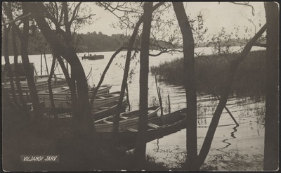 fotopostkaart, Viljandi, järv, paadisadam Mädalepiku all, mootorpaat, u 1915, Parikaste Fotograafia (Tallinn)  duplicate photo
