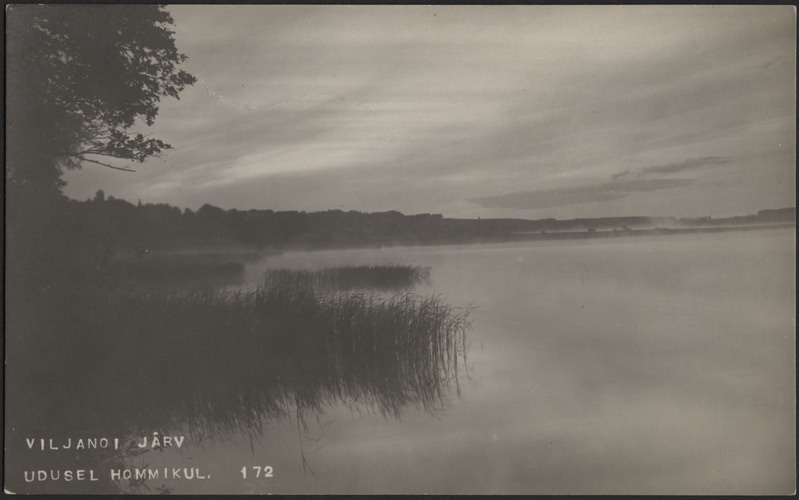 fotopostkaart, Viljandi, järv Huntaugu juures, linna majad mäeveerul, u 1915, foto J. Riet