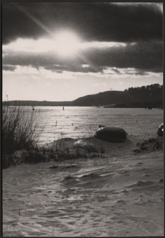 fotopostkaart, Viljandi, järv Orika pool, talv, päike, pilved, XII 1963, foto E. Veliste?