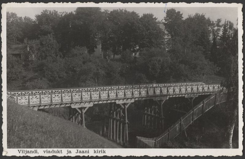 fotopostkaart, Viljandi, Varese sild (valmis XI 1925), järve poolt, u 1935