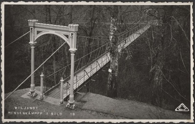 fotopostkaart, Viljandi, rippsild, poolküljelt, u 1935, foto J.Riet  duplicate photo