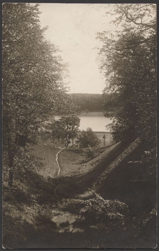 fotopostkaart, Viljandi, org I ja II Kirsimäe vahel?, järv, vastaskallas, u 1925, foto A. Järvekülg