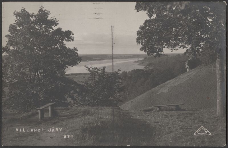 fotopostkaart, Viljandi, I Kirsimägi, järv, u 1925, foto J. Riet