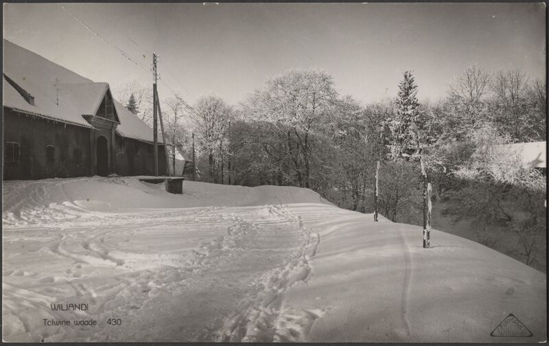 fotopostkaart, Viljandi, I Kirsimägi, ait, u 1925 talv, foto J. Riet