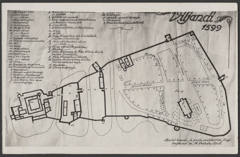 fotopostkaart, Viljandi 1599, linna ja ordulossi plaan