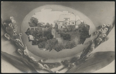 fotopostkaart, kevadpühade kaart, Viljandi, pajuurvad, piibelehed, Trepimägi, Eiche villa, u 1922, kirjastaja H. Leoke (Wiljandi)  duplicate photo