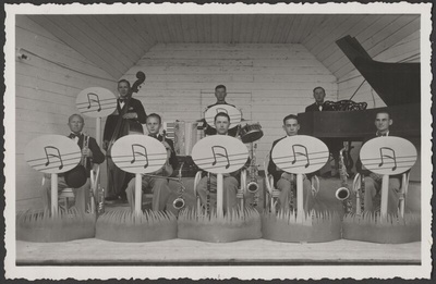 fotopostkaart, Viljandi, Arkaadia aed, suveorkester, u 1938  duplicate photo