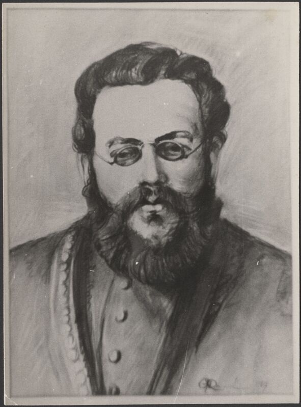 foto joonistusest, C. R. Jakobson, rinnaportree