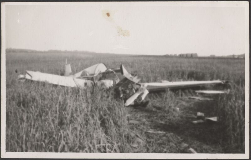 fotopostkaart, Viljandi, lennuk, rusud, H. Ungern-Sternbergi monoplaan ES-AAE, õnnetus, 13.07.1934
