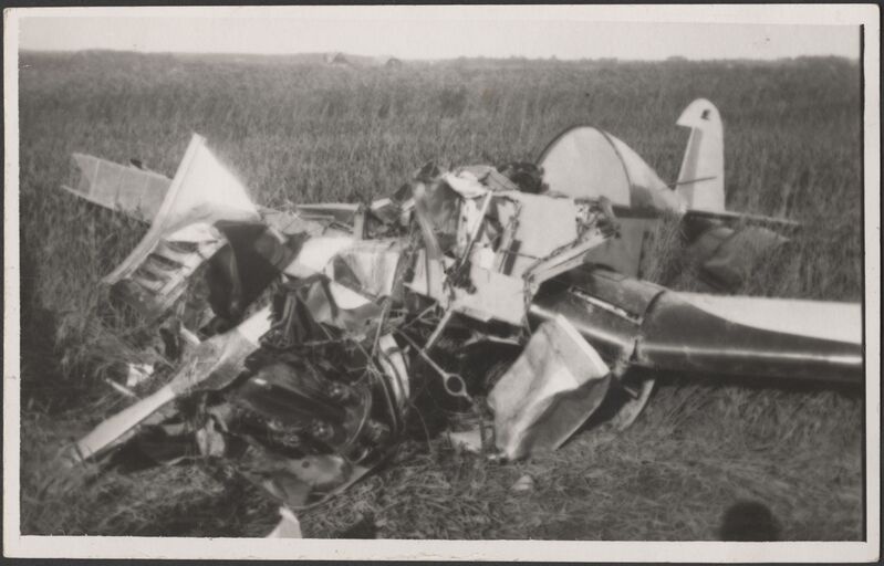 fotopostkaart, Viljandi, lennuk, rusud, H. Ungern-Sternbergi monoplaan ES-AAE, õnnetus, 13.07.1934