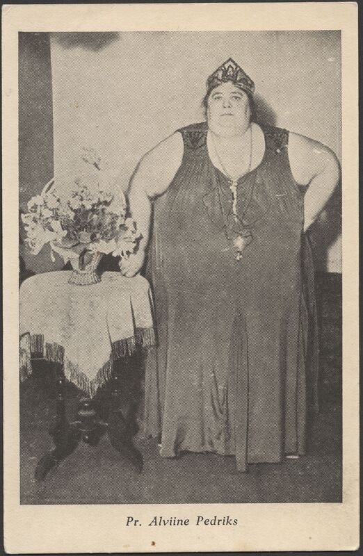 trükipostkaart, Alviine Pedriks (1893-1938), kaalus 325 kg, täisportree