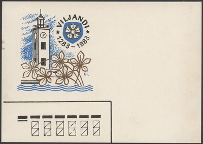 postkaart, logo Viljandi 700, vapiroos, raekoja torn  duplicate photo