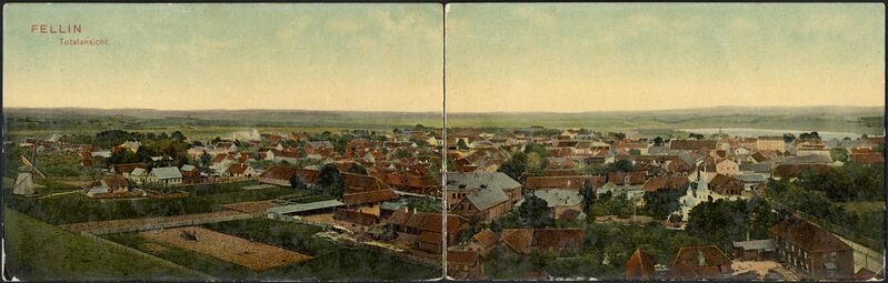 trükipostkaart, Viljandi, linn Pauluse kiriku tornist, u 1907, Verlag von E. Ring