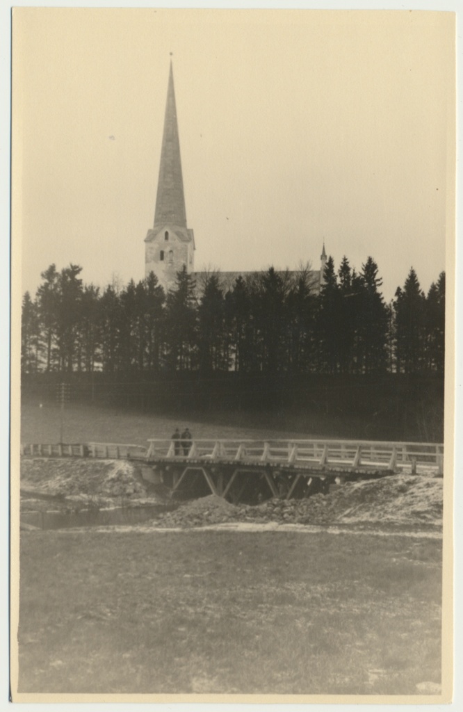 foto, Tarvastu khk, Tarvastu sild ja kirik u 1930