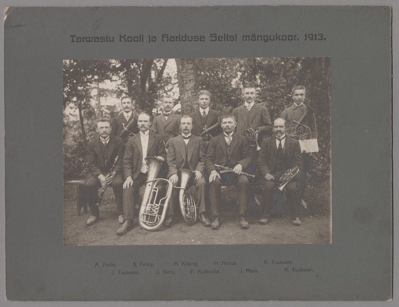 foto papil, Viljandimaa, Tarvastu, koor, orkester, 1913