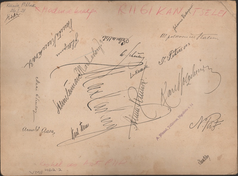foto papil, Eesti Vabariigi riigikantselei, grupp, sh I r vas. 3. vaimulik N. Päts 4.riigivanem A. Piip, 5.riigisekretär K. Terras 26.01.1921, foto A. Winnal