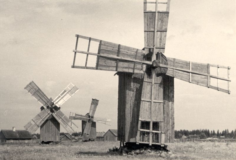 Photo postcard. The island of Vorms is windy. Black and white.