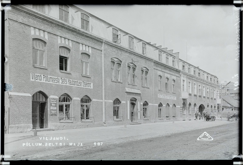 fotonegatiiv, Viljandi Eesti  Põllumeeste Seltsi maja, Tallinna tn 3, u 1915, foto J. Riet
