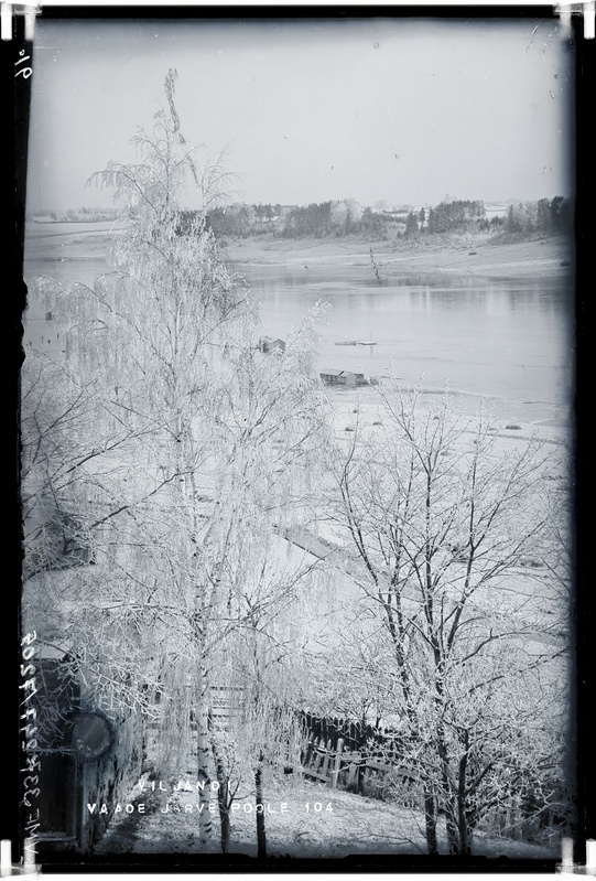 fotonegatiiv, Viljandi järv, kalda-alad, talv, u 1920, foto J. Riet