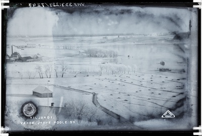 fotonegatiiv, Viljandi järv, heinamaa, auruveski, talv, u 1920, foto J. Riet  duplicate photo