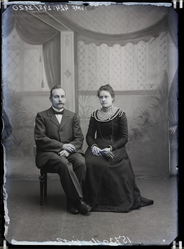fotonegatiiv, Marjak, mees, naine, 1901 foto J. Riet