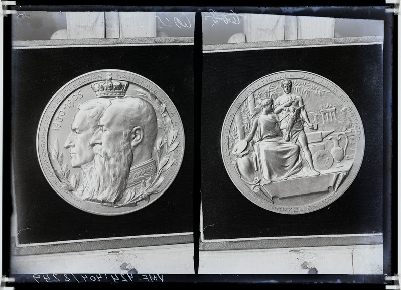 fotonegatiiv, Viljandi, Brüsseli näituse medal 1905 (seotud Eduard Pohl'iga), Exposition Internationale des Arts et Métiers, foto J. Riet