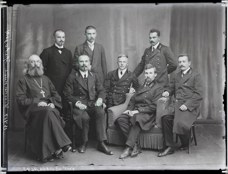 fotonegatiiv, Viljandi linnakool, õpetajad, grupp, 1913 foto J.Riet