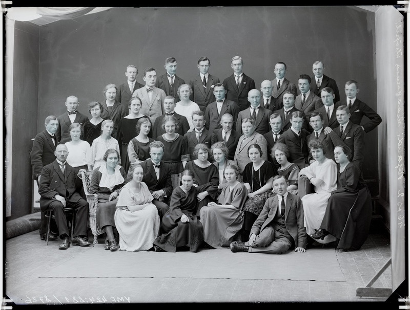 fotonegatiiv, Viljandi maakonna üliõpilased, grupp, 1923 foto J.Riet