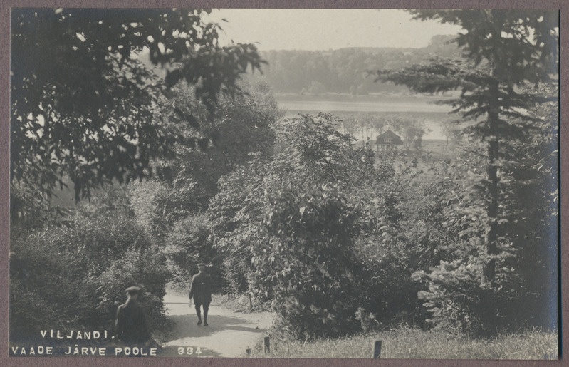 foto albumis, Viljandi, Trepimägi, eemal järv, u 1930, foto J. Riet