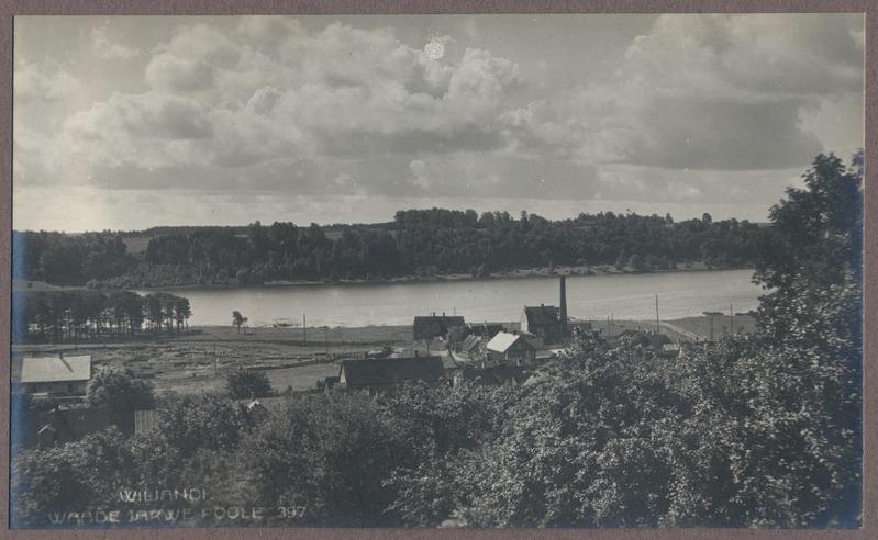 foto albumis, Viljandi, järv ümbrusega, auruveski, Mädalepik, u 1920, foto J. Riet