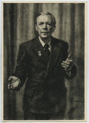 A. Mildeberg. ENSV rahvanäitleja H.Lauri portree. Süsi.  duplicate photo