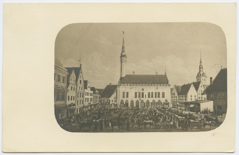 Tallinn. Vaade Raekoda ja turg selle ees 1860
