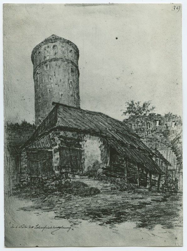 C.Buddeus, "In der Nähe der Scharfrichterwohnung", Kiek-in-de-Kök ja vana maja timukamaja läheduses.