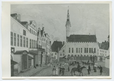Joh.Han, "Rathausplatz 1827", Suur turg, vaade Raekoja poole.  duplicate photo