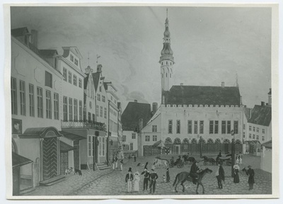 Joh.Han, "Rathausplatz 1827", Suur turg, vaade Raekoja poole.  duplicate photo