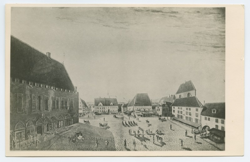 Martin Oldekop, Raekoja plats ca. 1814, vaade Toompeale põhjapoolt.