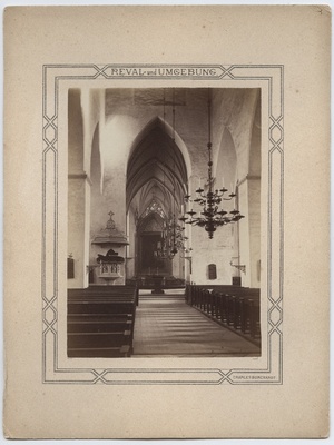 Tallinn, Oleviste Church, towards the altar. Series "Reval und Umfeld".  duplicate photo